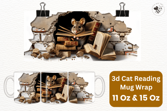 Download 3d Cat Reading Mug Wrap Template - No 12 - Mug wrap template Collection
