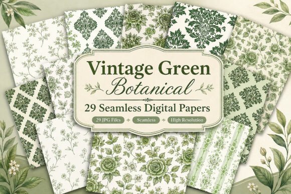 Download Vintage Green Botanical Seamless Digital - Botanical Collection