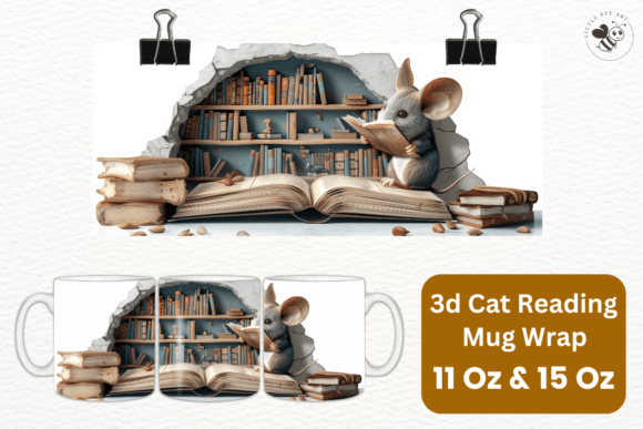 Download 3d Cat Reading Mug Wrap Template - No 13 - Mug wrap template Collection