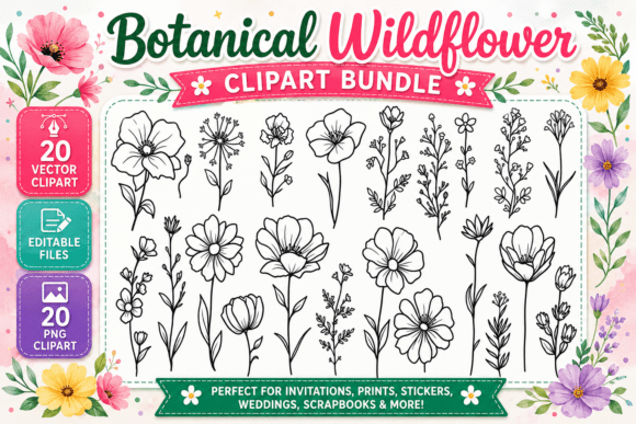Download Botanical Wildflower Digital Clipart PNG - Premium Resources