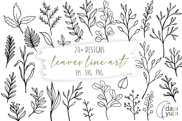 Download Botanical Line Art Clipart. Floral Set - Premium Bundle