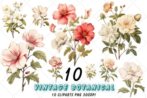 Download Vintage Botanical Flowers Clipart Set - Premium Resources